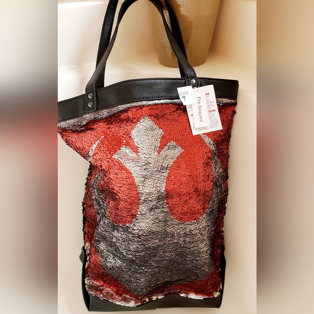 Disney Star Wars Tote Bag - Star Wars Logo Sequin Park Tote NWT - Picture 3 of 9